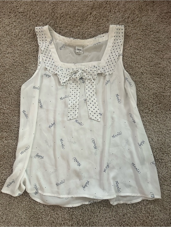 LC Lauren Conrad Tops - Disney Lauren Conrad Minnie Mouse Bow Blouse Tank Top Women's Large White